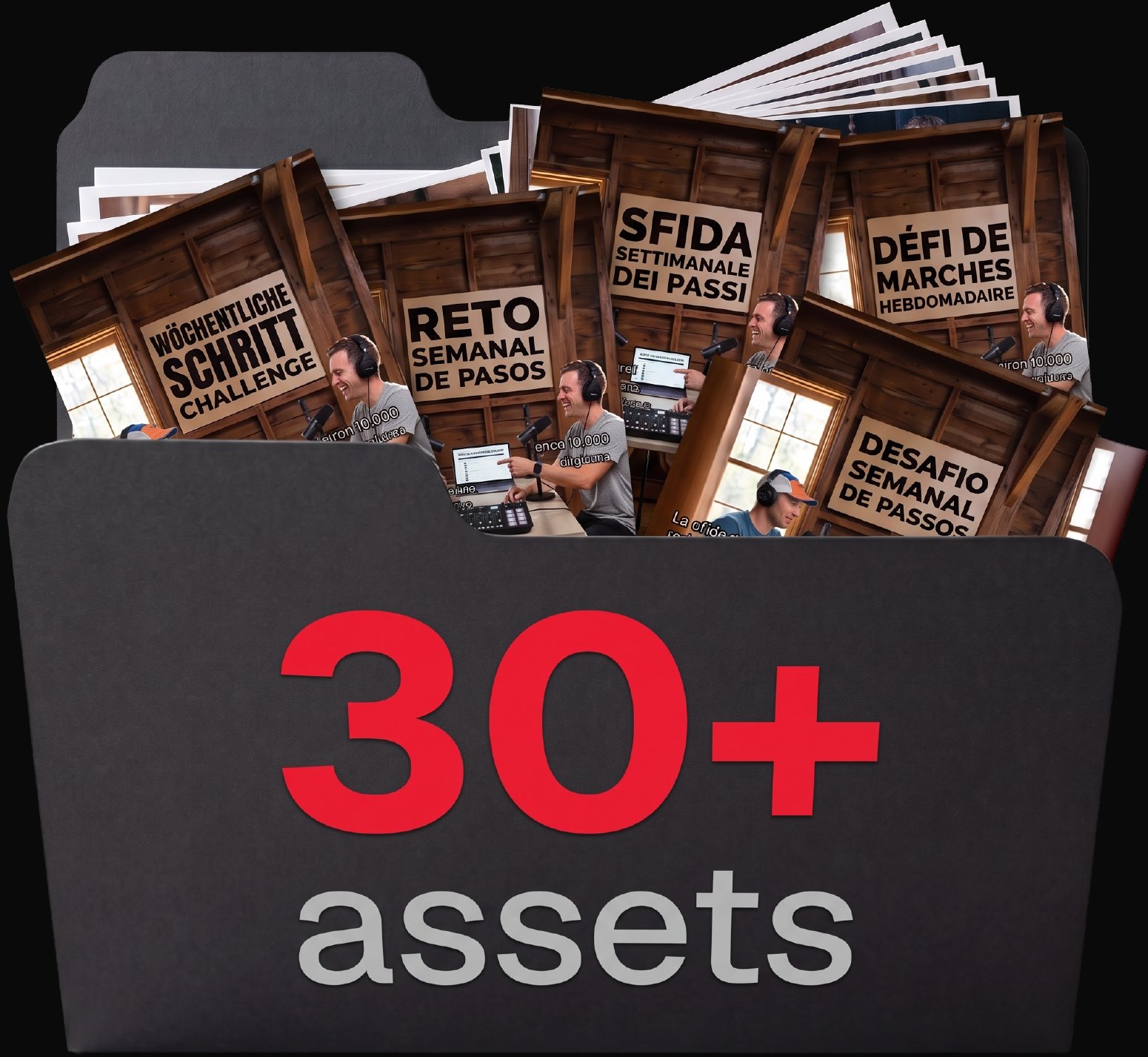 30+ assets: localized versions in many languages and formats
